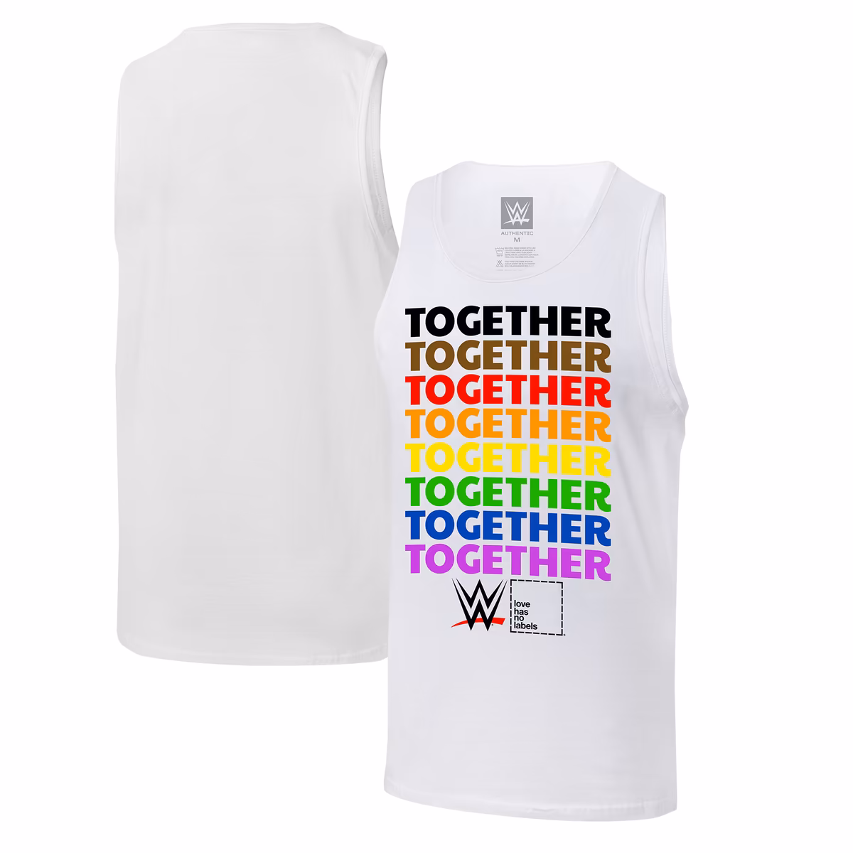 Men's WWE Together Pride Tank Top - White 2 Men's WWE Together Pride Tank Top - White