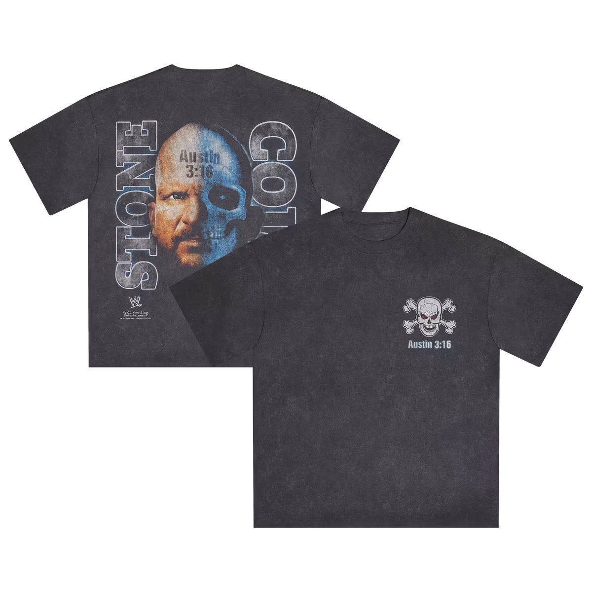 Men's Black "Stone Cold" Steve Austin Two Face Snow Wash T-Shirt 2 Men's Black "Stone Cold" Steve Austin Two Face Snow Wash T-Shirt