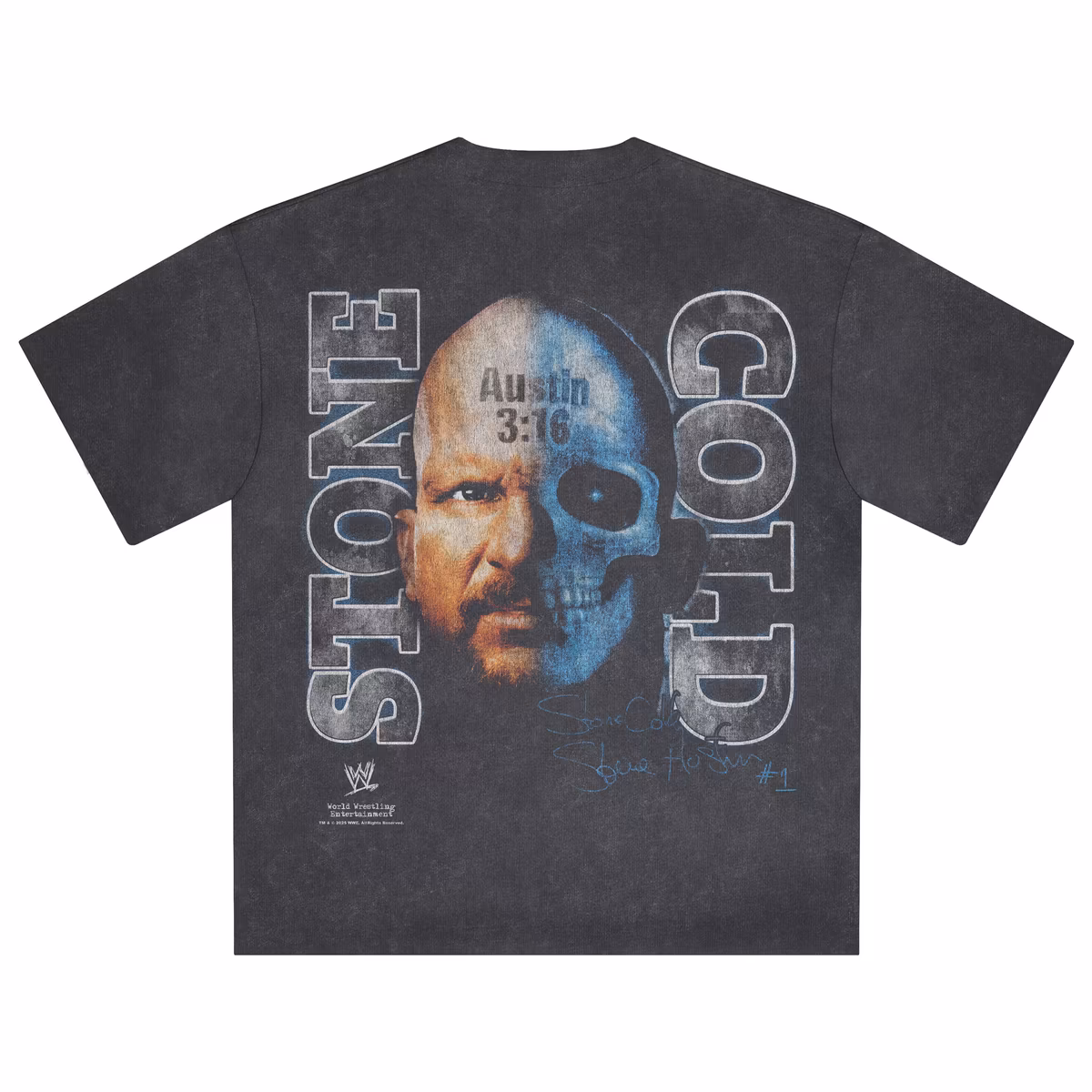 Men's Black "Stone Cold" Steve Austin Two Face Snow Wash T-Shirt 4 Men's Black "Stone Cold" Steve Austin Two Face Snow Wash T-Shirt