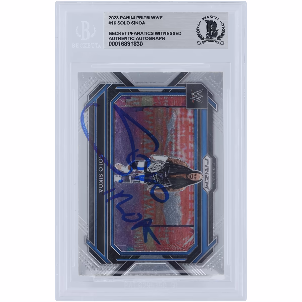 Solo Sikoa WWE Autographed 2023 Panini Prizm #16 Beckett Fanatics Witnessed Authenticated Card