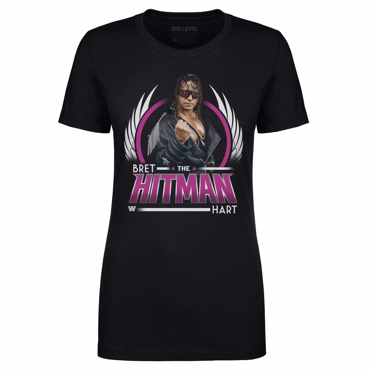 Women's 500 Level Black Bret Hart The Hitman Wings T-Shirt 4 Women's 500 Level Black Bret Hart The Hitman Wings T-Shirt