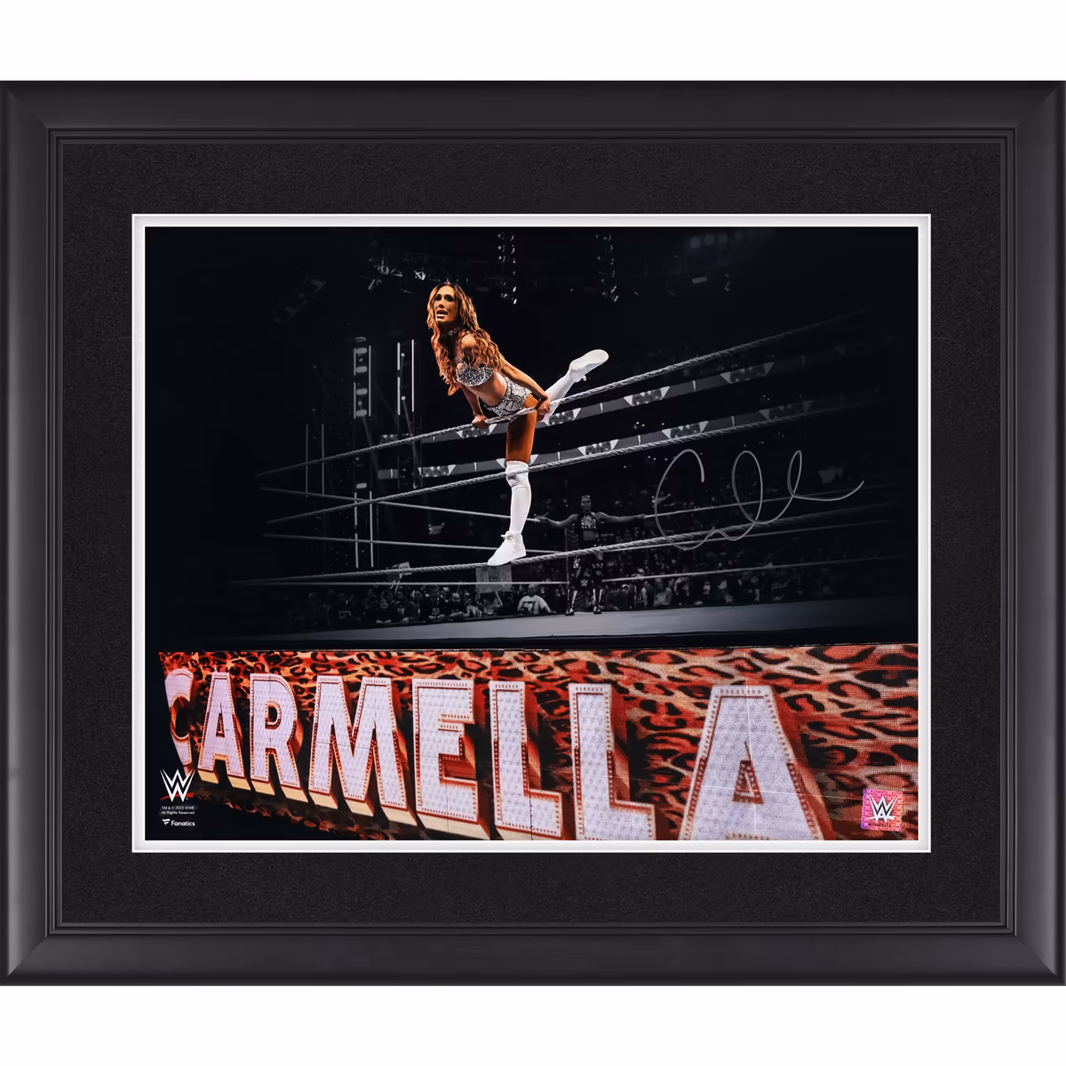 Carmella WWE Autographed Framed 16" x 20" Ring Entrance On Ropes Photograph