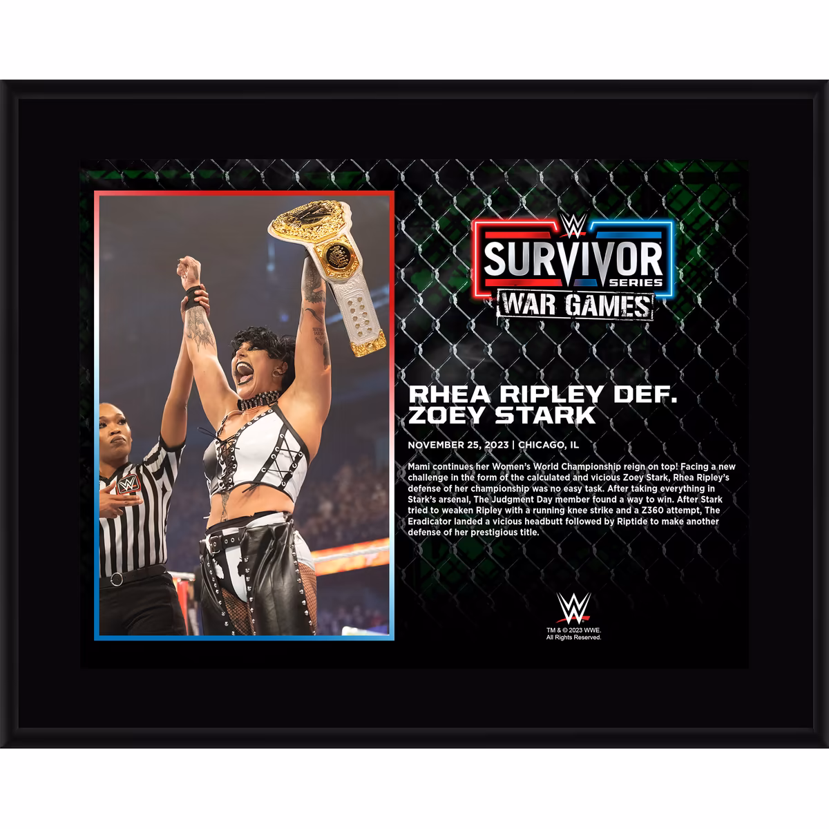 Rhea Ripley WWE 10.5" x 13" 2023 Survivor Series Sublimated Plaque 11 Rhea Ripley WWE 10.5" x 13" 2023 Survivor Series Sublimated Plaque