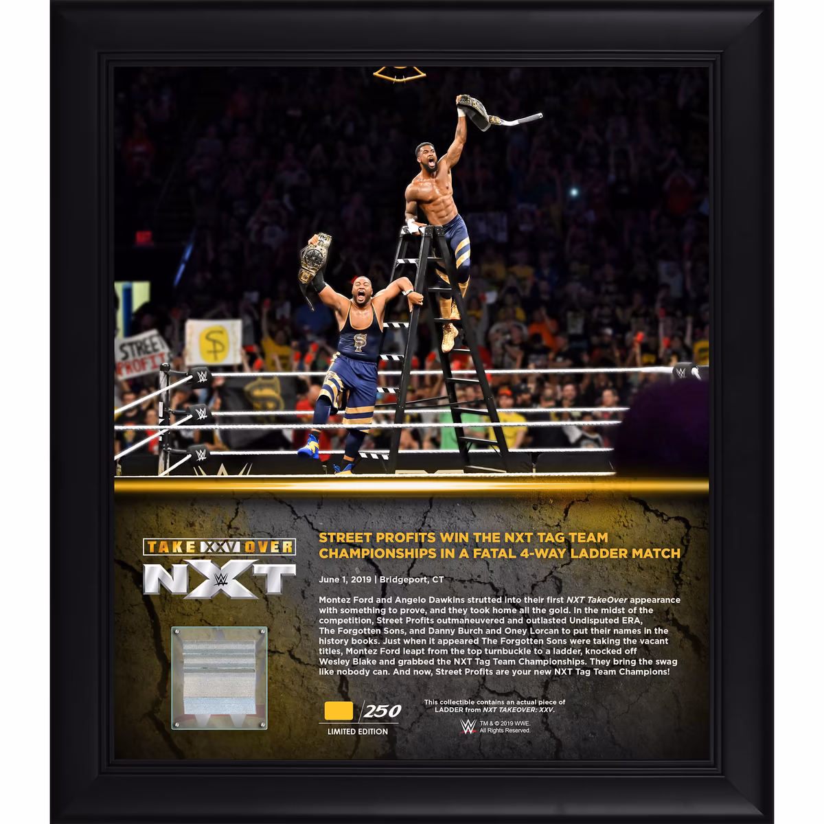Street Profits WWE Framed 15" x 17" NXT TakeOver XXV Collage with a Piece of Match-Used Ladder - Limited Edition of 250 1 Street Profits WWE Framed 15" x 17" NXT TakeOver XXV Collage with a Piece of Match-Used Ladder - Limited Edition of 250