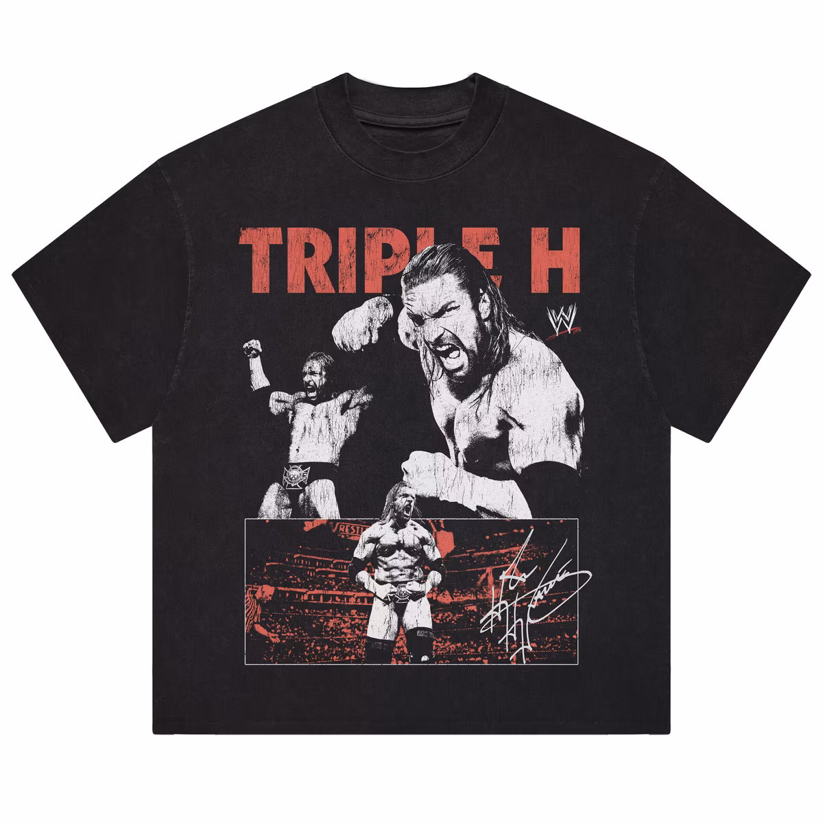 Men's Black Triple H Action Boxy T-Shirt 8 Men's Black Triple H Action Boxy T-Shirt