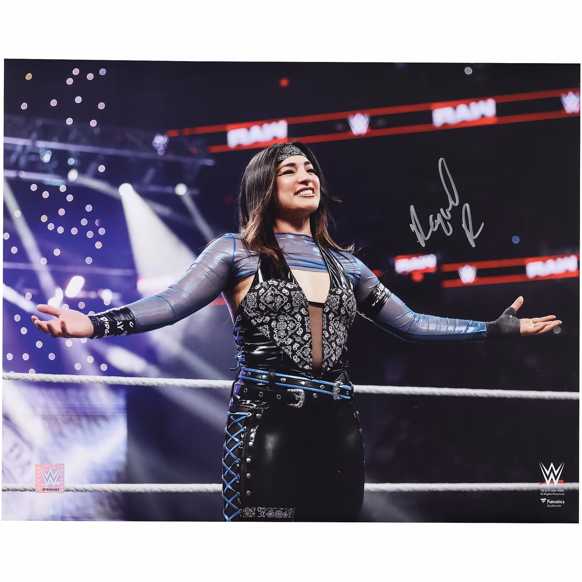 Raquel Rodriguez WWE Autographed 16" x 20" In-Ring Arms Out Photograph