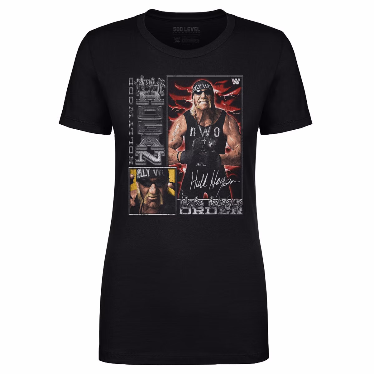 Women's 500 Level Black Hulk Hogan nWo Vintage Card T-Shirt 2 Women's 500 Level Black Hulk Hogan nWo Vintage Card T-Shirt