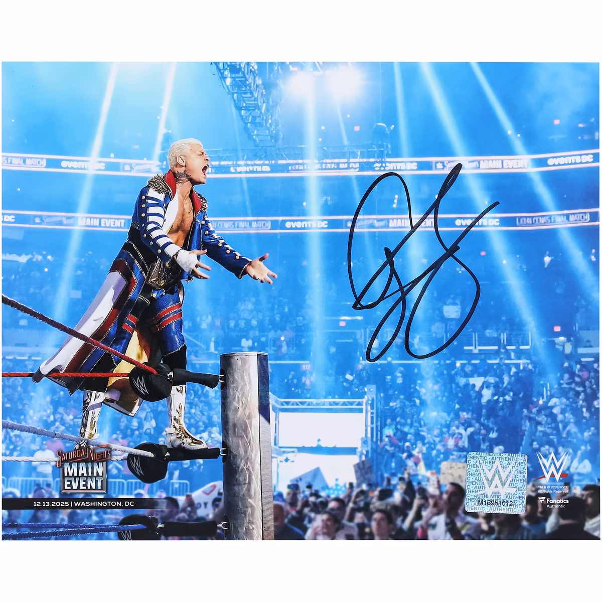 Cody Rhodes WWE Autographed 8" x 10" Entrance On Ropes Photograph 3 Cody Rhodes WWE Autographed 8" x 10" Entrance On Ropes Photograph