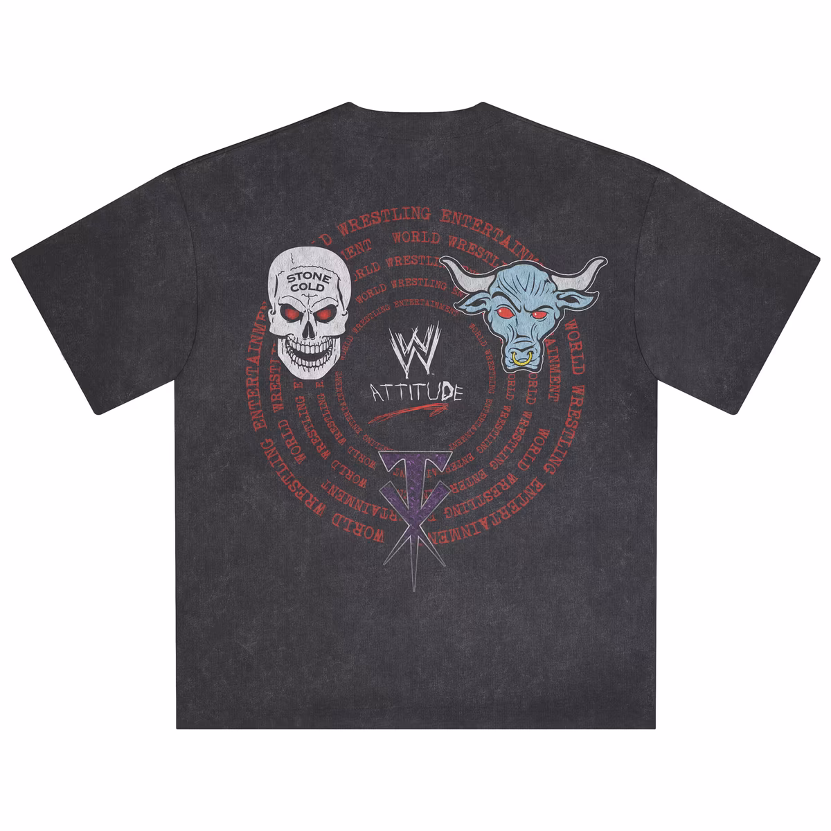 Men's Black WWE Logo Come Get Some Snow Wash Boxy T-Shirt 4 Men's Black WWE Logo Come Get Some Snow Wash Boxy T-Shirt