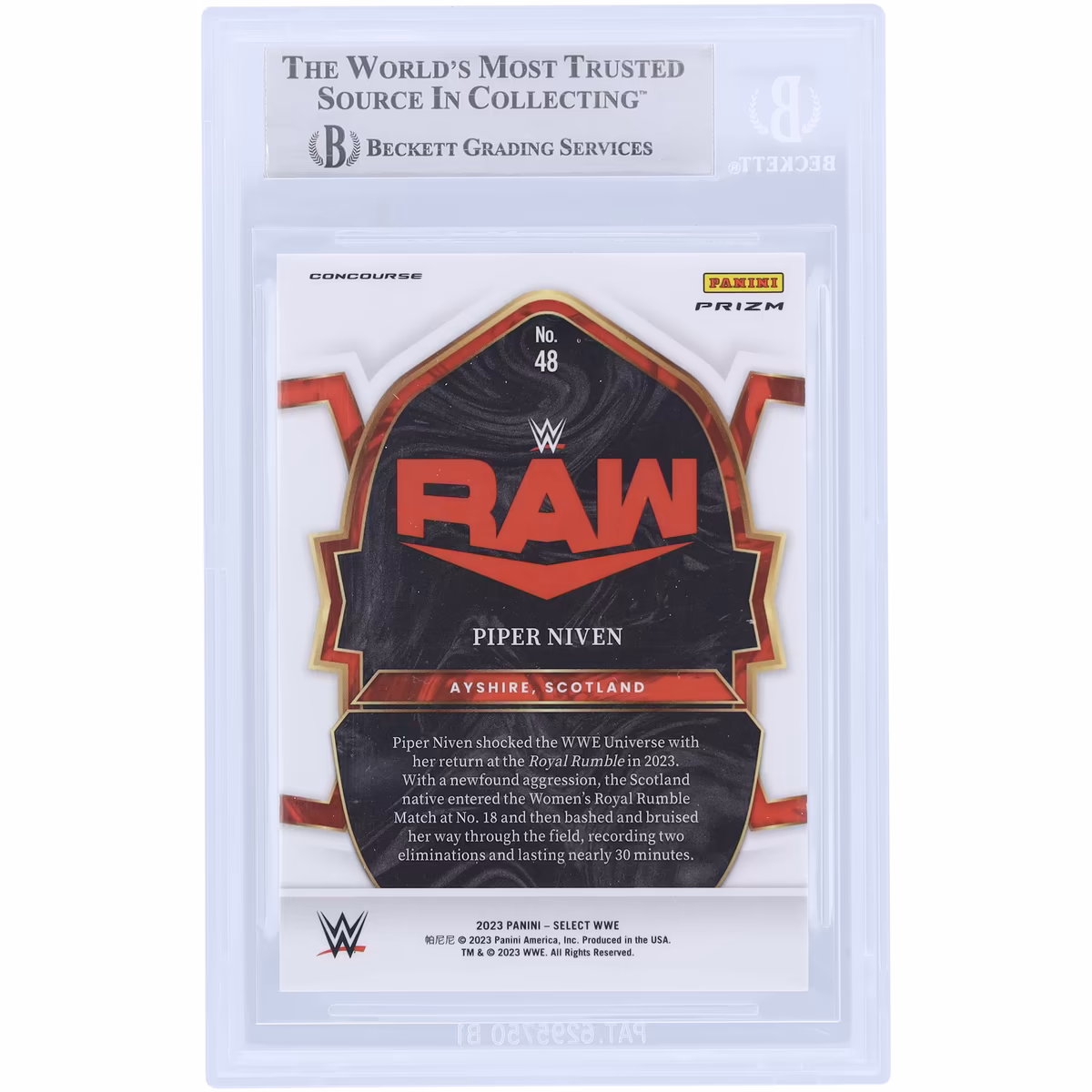 Piper Niven WWE Autographed 2023 Panini Select Red & Blue #48 Beckett Fanatics Witnessed Authenticated Card 3 Piper Niven WWE Autographed 2023 Panini Select Red & Blue #48 Beckett Fanatics Witnessed Authenticated Card