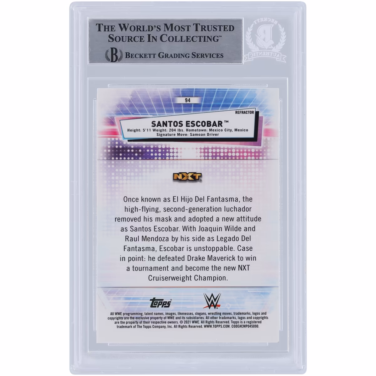 Santos Escobar WWE Autographed 2021 Topps Finest Refractors #95 Beckett Fanatics Witnessed Authenticated Card 3 Santos Escobar WWE Autographed 2021 Topps Finest Refractors #95 Beckett Fanatics Witnessed Authenticated Card