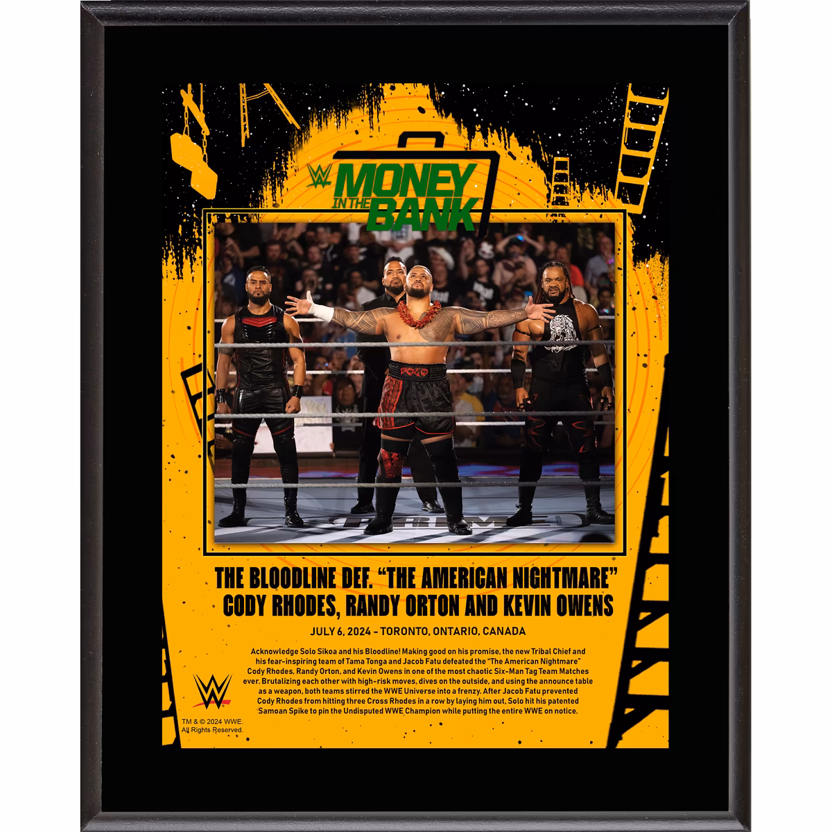 The Bloodline WWE 10.5" x 13" 2024 Money In The Bank Sublimated Plaque