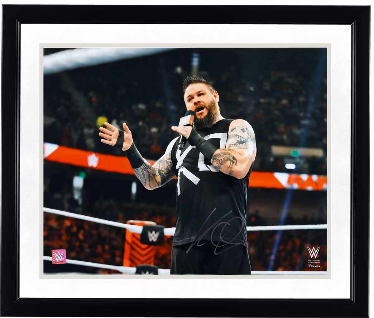 Kevin Owens WWE Autographed 16" x 20" In Ring with Mic Photograph 3 Kevin Owens WWE Autographed 16" x 20" In Ring with Mic Photograph