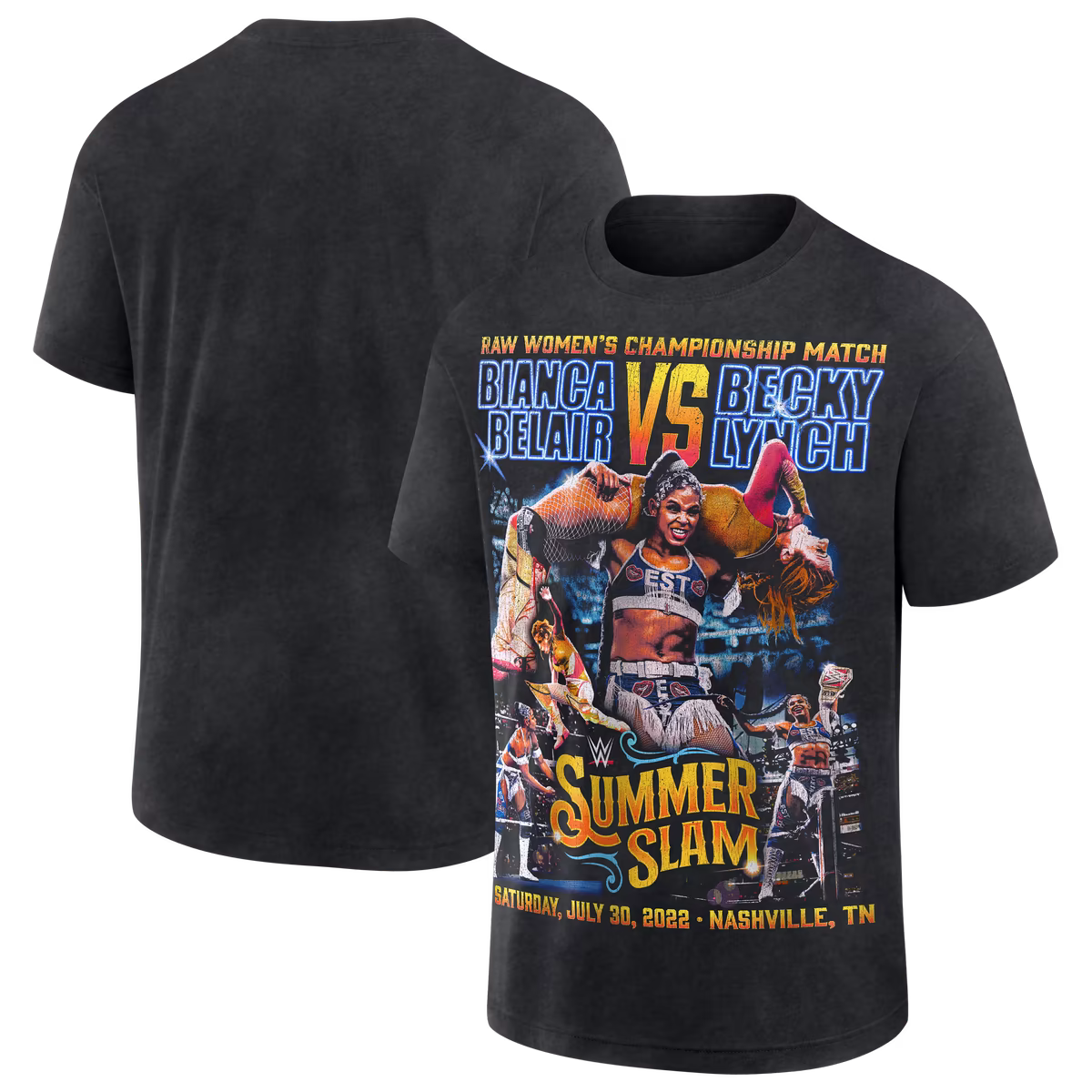 Men's Becky Lynch vs. Bianca Belair Black WWE SummerSlam 2022 T-Shirt 8 Men's Becky Lynch vs. Bianca Belair Black WWE SummerSlam 2022 T-Shirt