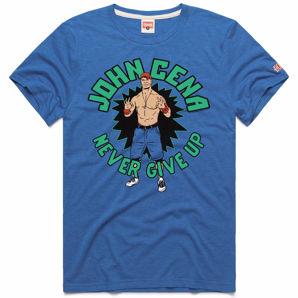 Men's Homage Royal John Cena Never Give Up Tri-Blend T-Shirt 3 Men's Homage Royal John Cena Never Give Up Tri-Blend T-Shirt