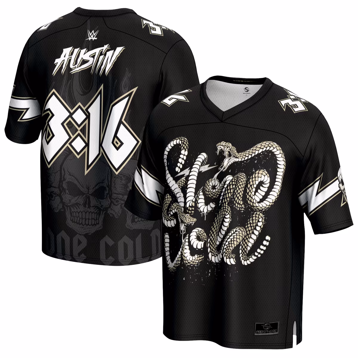 Men's ProSphere Black "Stone Cold" Steve Austin 3:16 Football Jersey 1 Men's ProSphere Black "Stone Cold" Steve Austin 3:16 Football Jersey