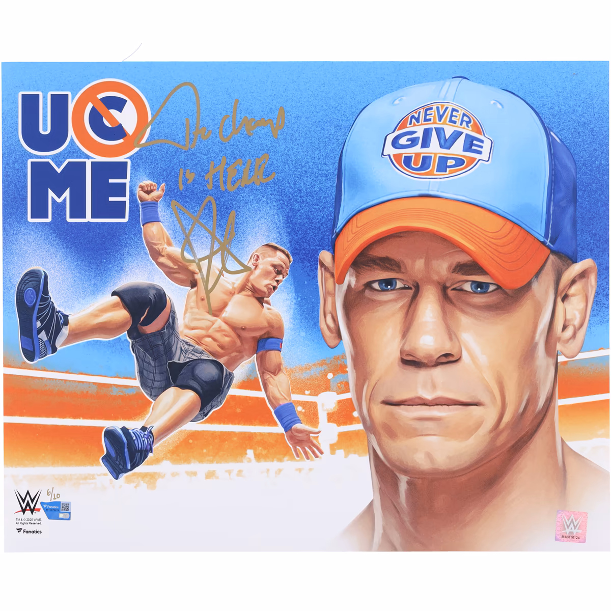 John Cena WWE Autographed 16" x 20" Art Print with "The Champ is Here" Inscription - Art by Brian Konnick - Limited Edition of 10 1 John Cena WWE Autographed 16" x 20" Art Print with "The Champ is Here" Inscription - Art by Brian Konnick - Limited Edition of 10