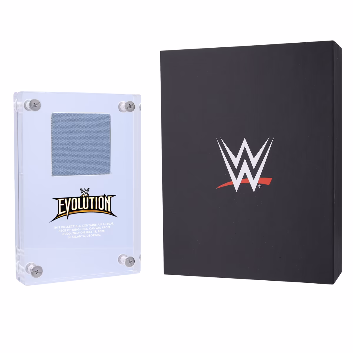 2025 WWE Evolution Acrylic Display Case with Match-Used Canvas