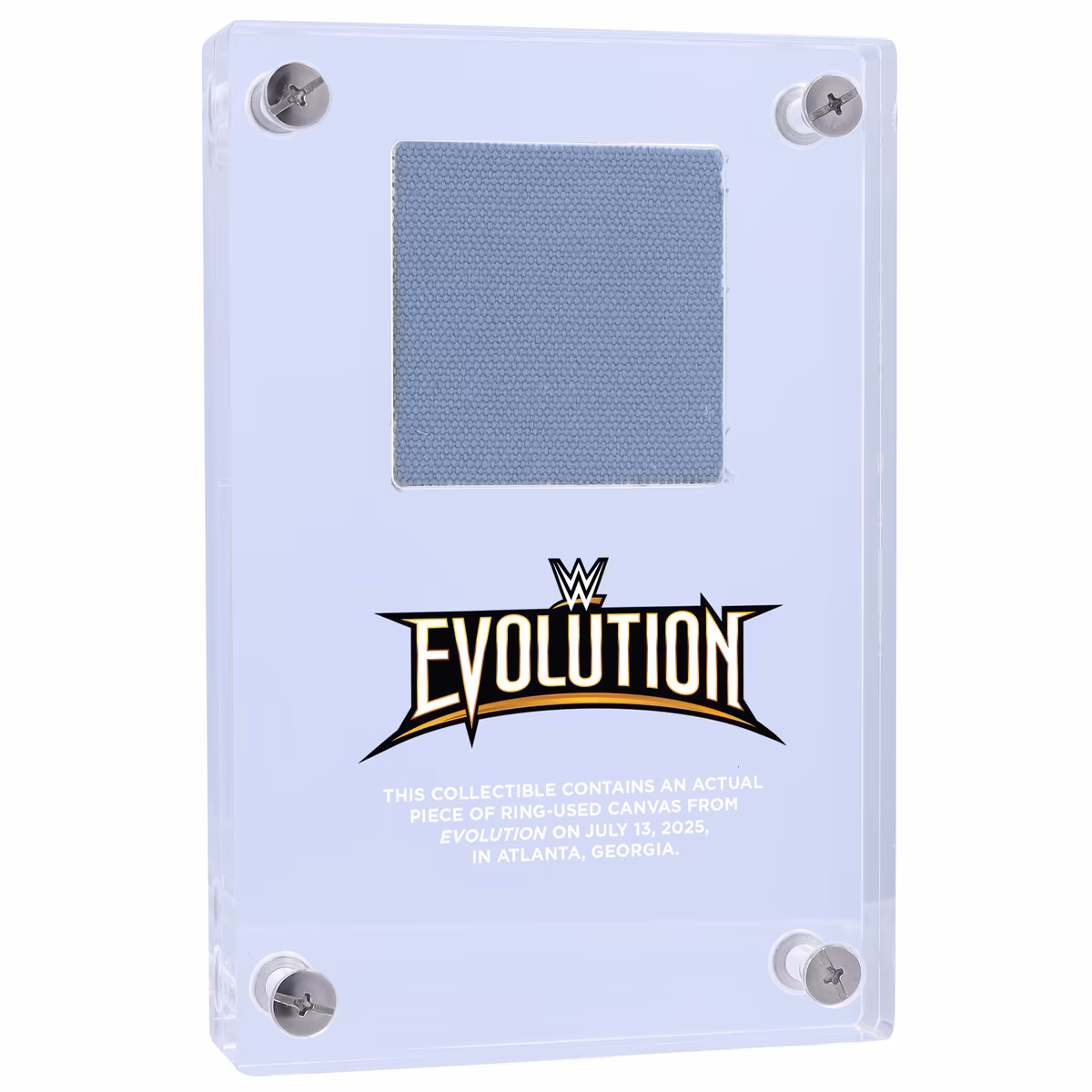 2025 WWE Evolution Acrylic Display Case with Match-Used Canvas 3 2025 WWE Evolution Acrylic Display Case with Match-Used Canvas