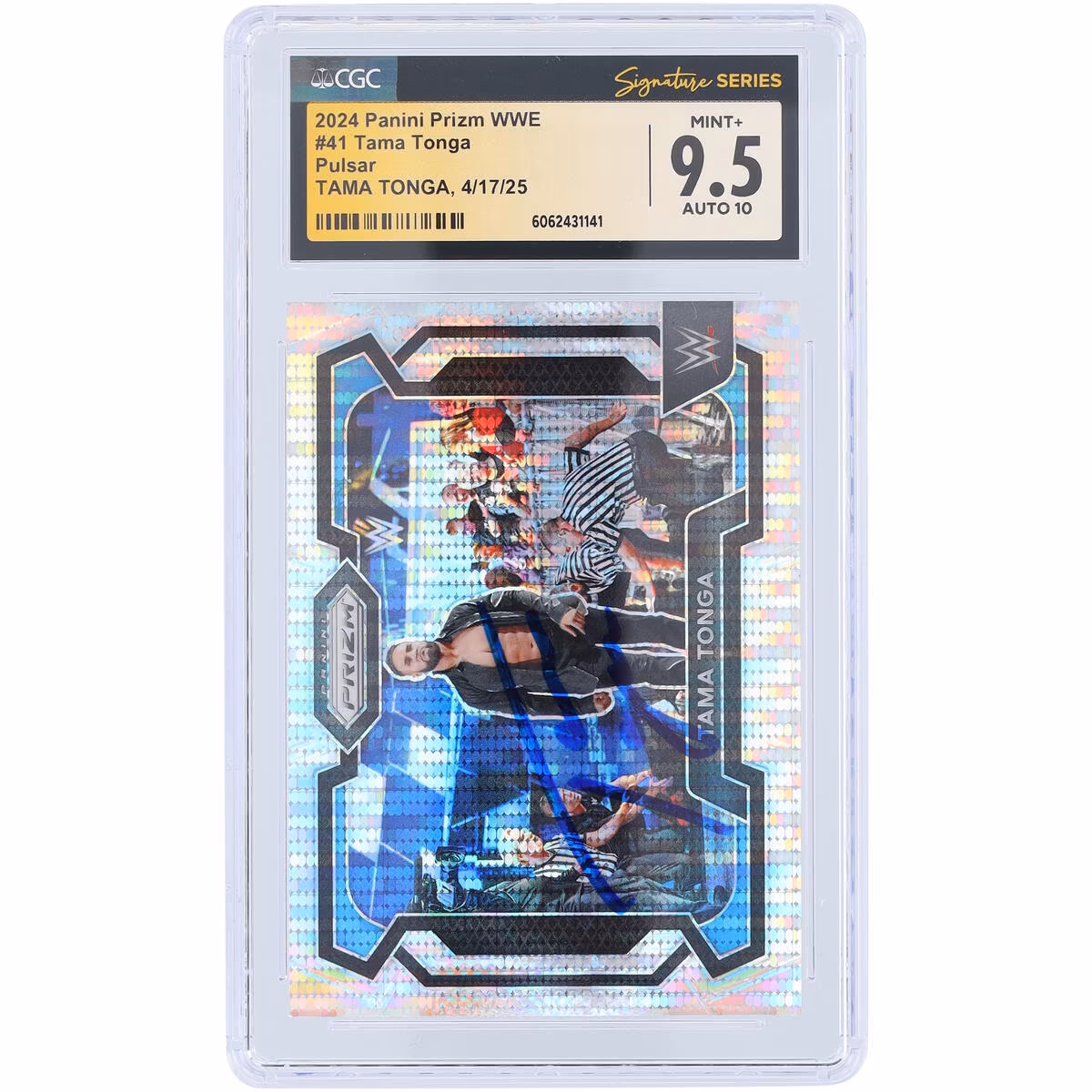 Tama Tonga WWE Autographed 2024 Panini Prizm Pulsar Prizm #41 #/499 CGC Fanatics Witnessed Authenticated 9.5/10 Card
