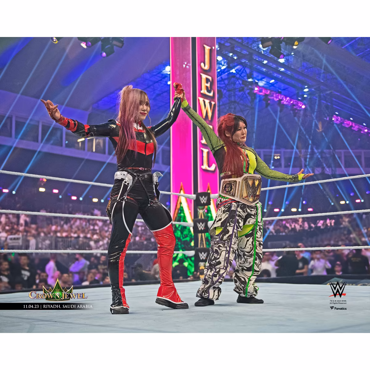 IYO SKY & Kairi Sane WWE Unsigned 2023 Crown Jewel Photograph