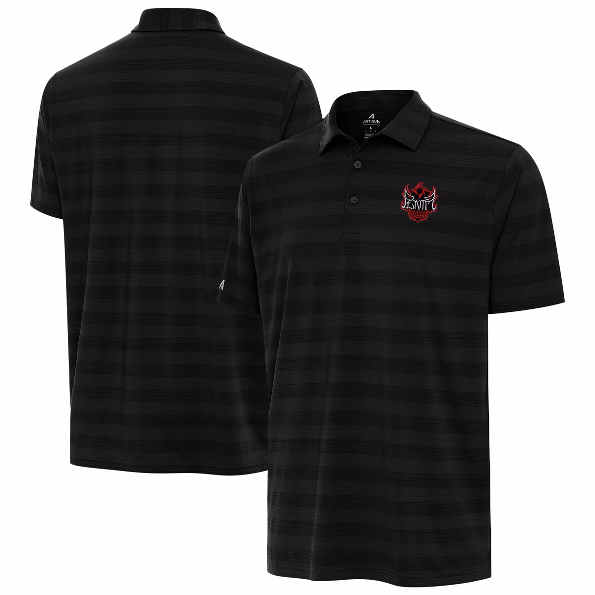 Men's Antigua Black Penta Tunnel Polo