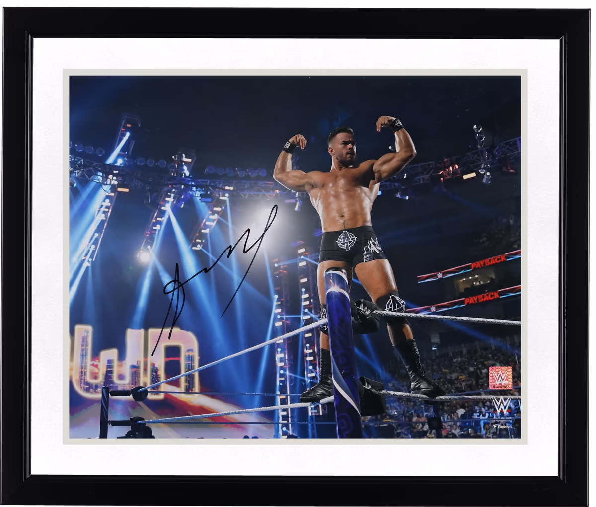Austin Theory WWE Autographed 16" x 20" On Ropes Flexing Photograph 3 Austin Theory WWE Autographed 16" x 20" On Ropes Flexing Photograph