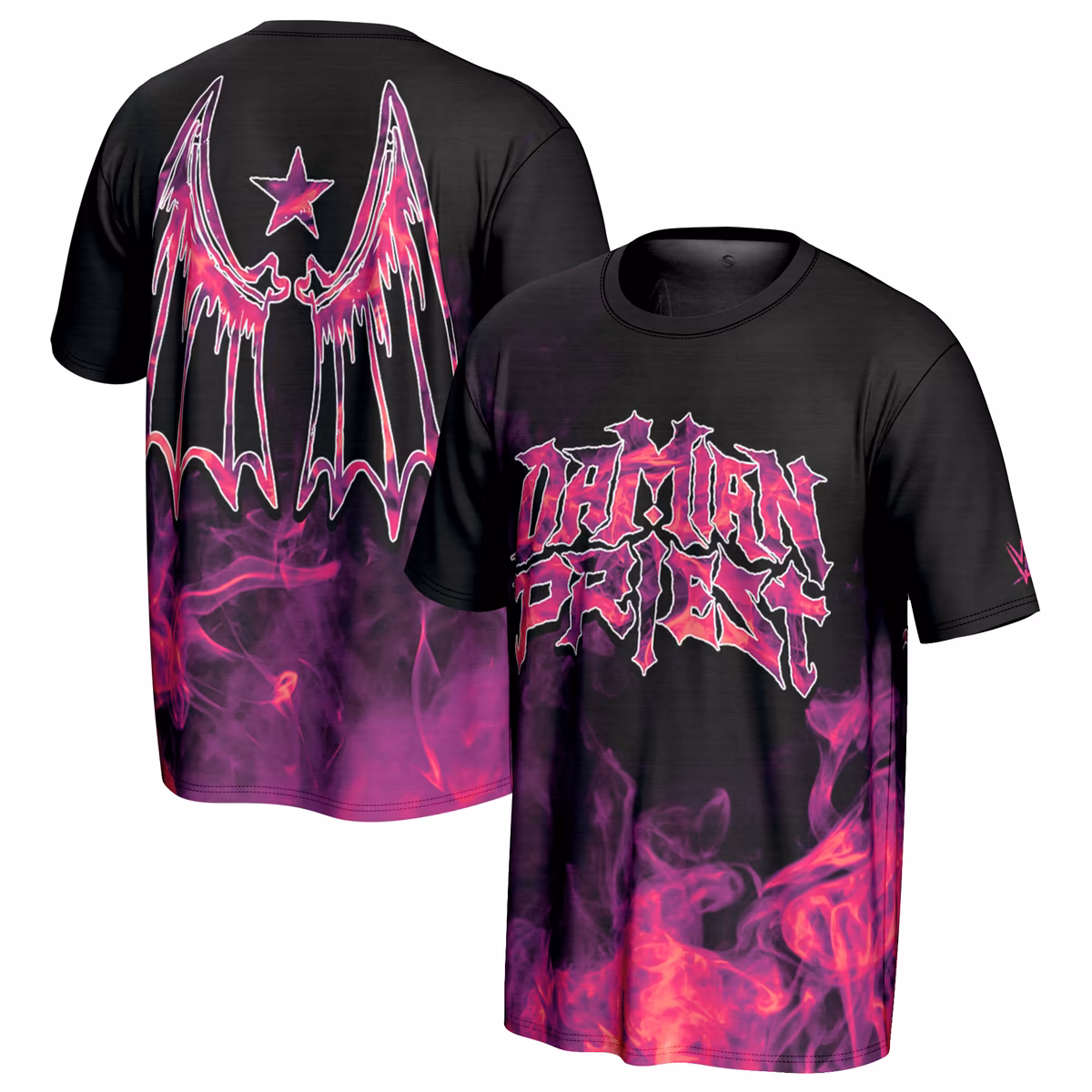 Men's ProSphere Black Damian Priest Purple Flames T-Shirt 2 Men's ProSphere Black Damian Priest Purple Flames T-Shirt