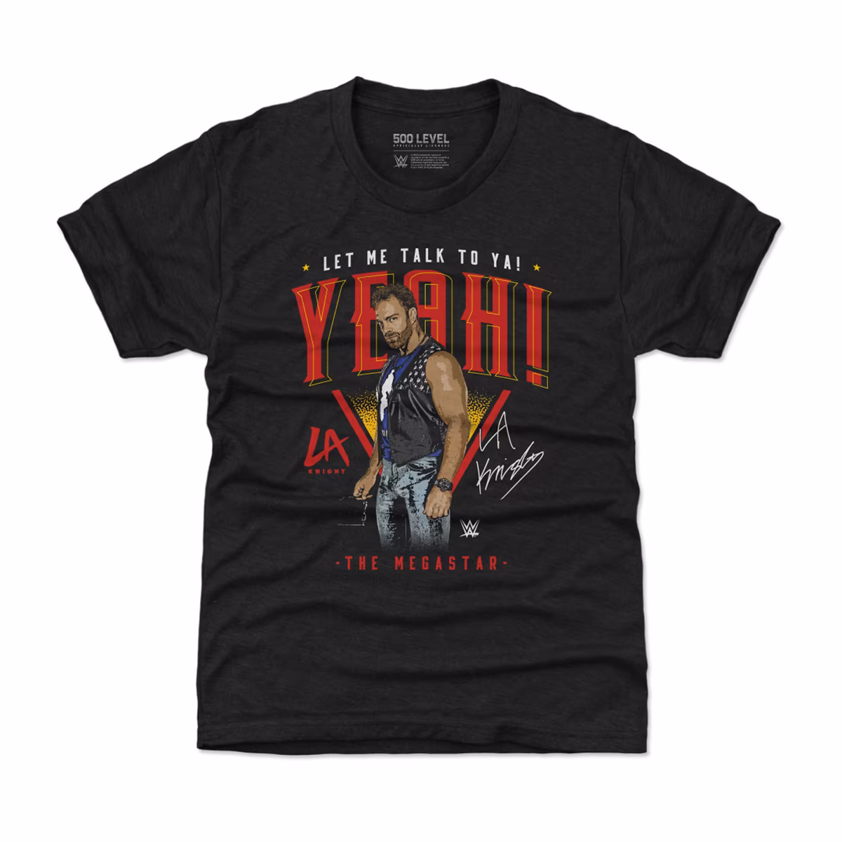 Youth 500 Level Black LA Knight The Megastar T-Shirt 1 Youth 500 Level Black LA Knight The Megastar T-Shirt