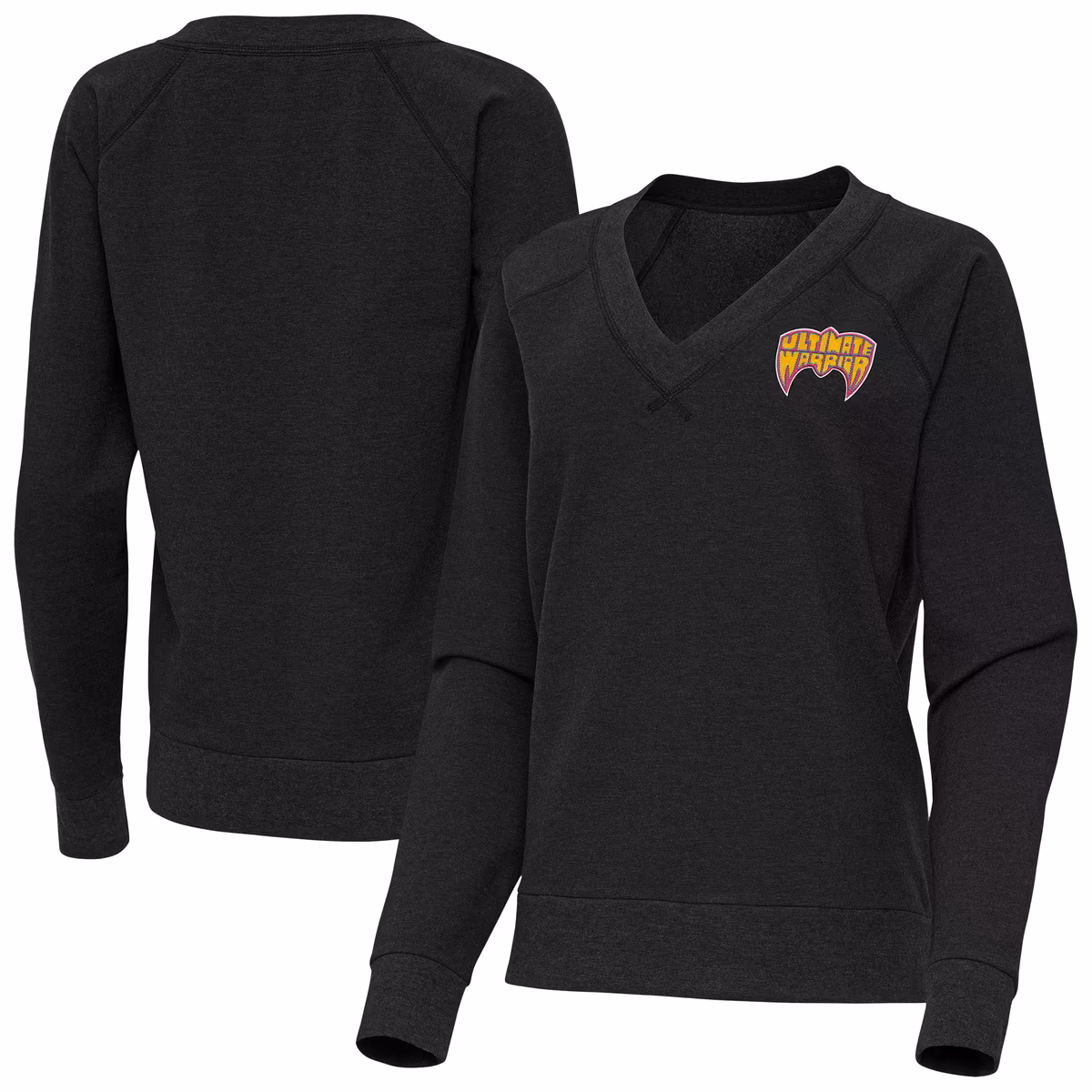 Women's Antigua Heather Black The Ultimate Warrior Varsity Tri-Blend V-Neck Long Sleeve T-Shirt 10 Women's Antigua Heather Black The Ultimate Warrior Varsity Tri-Blend V-Neck Long Sleeve T-Shirt