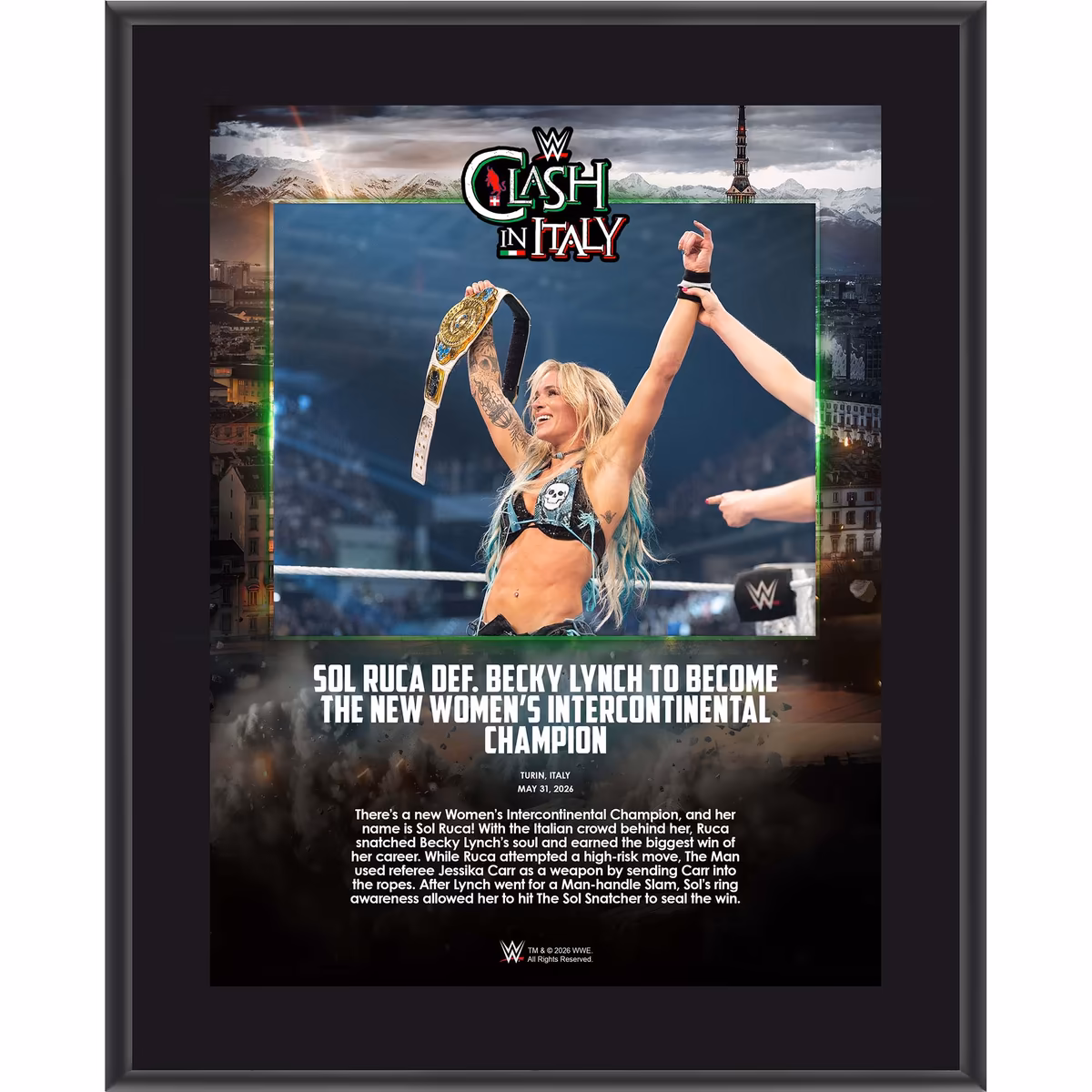 Sol Ruca WWE 10.5" x 13" Clash in Italy 2026 Sublimated Plaque 8 Sol Ruca WWE 10.5" x 13" Clash in Italy 2026 Sublimated Plaque