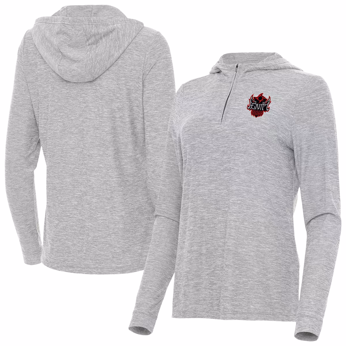 Women's Antigua Heather Gray Penta Daybreak Quarter-Zip Hoodie
