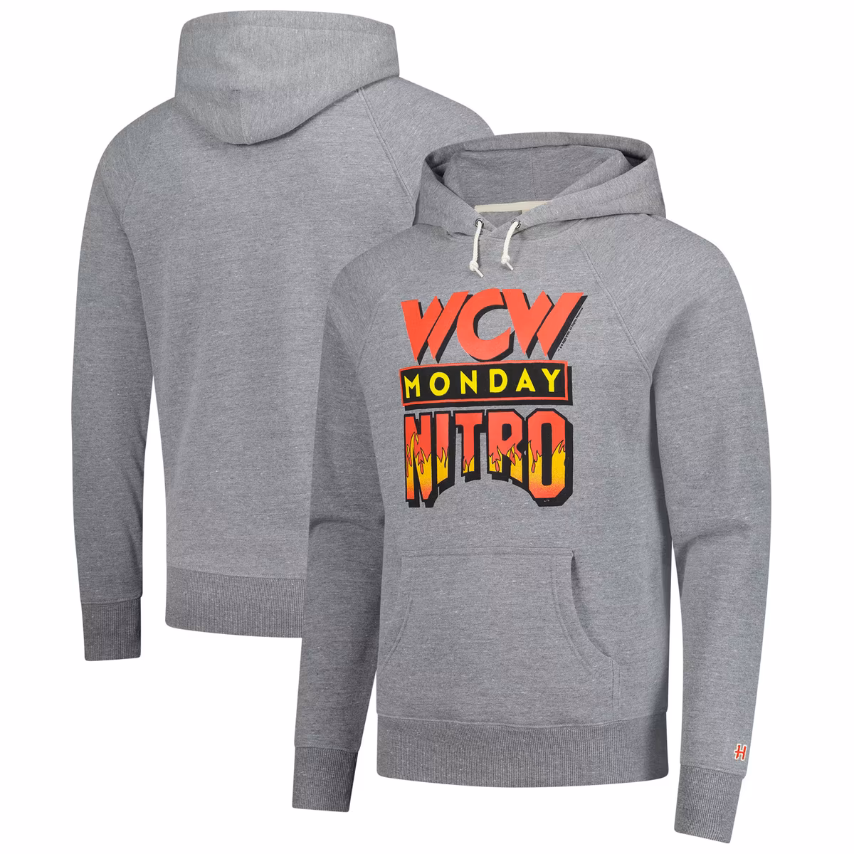 Men's Homage Heather Gray WCW Monday Nitro Tri-Blend Raglan Pullover Hoodie
