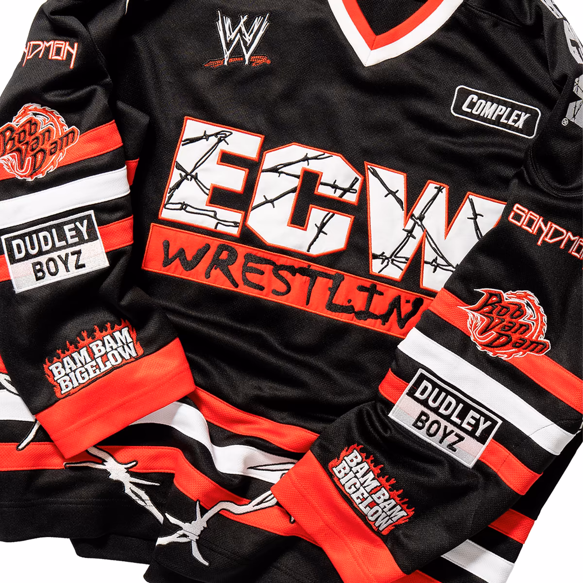 Unisex Complex x WWE Black ECW Hardcore Hockey Jersey 5 Unisex Complex x WWE Black ECW Hardcore Hockey Jersey