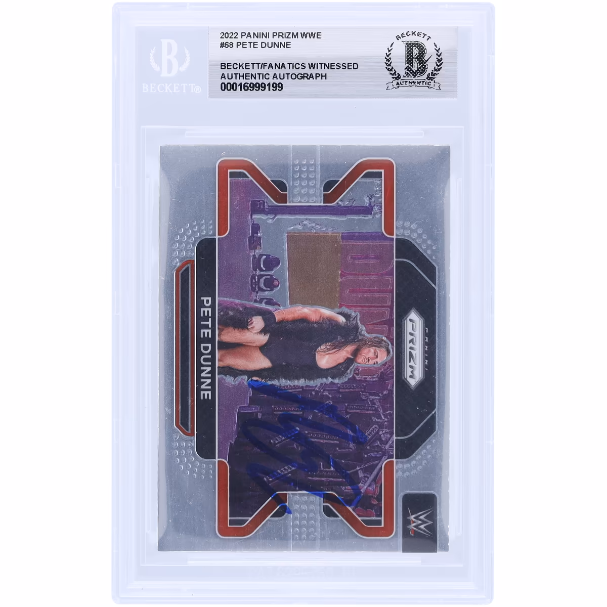 Pete Dunne WWE Autographed 2022 Panini Prizm #68 Beckett Fanatics Witnessed Authenticated Card