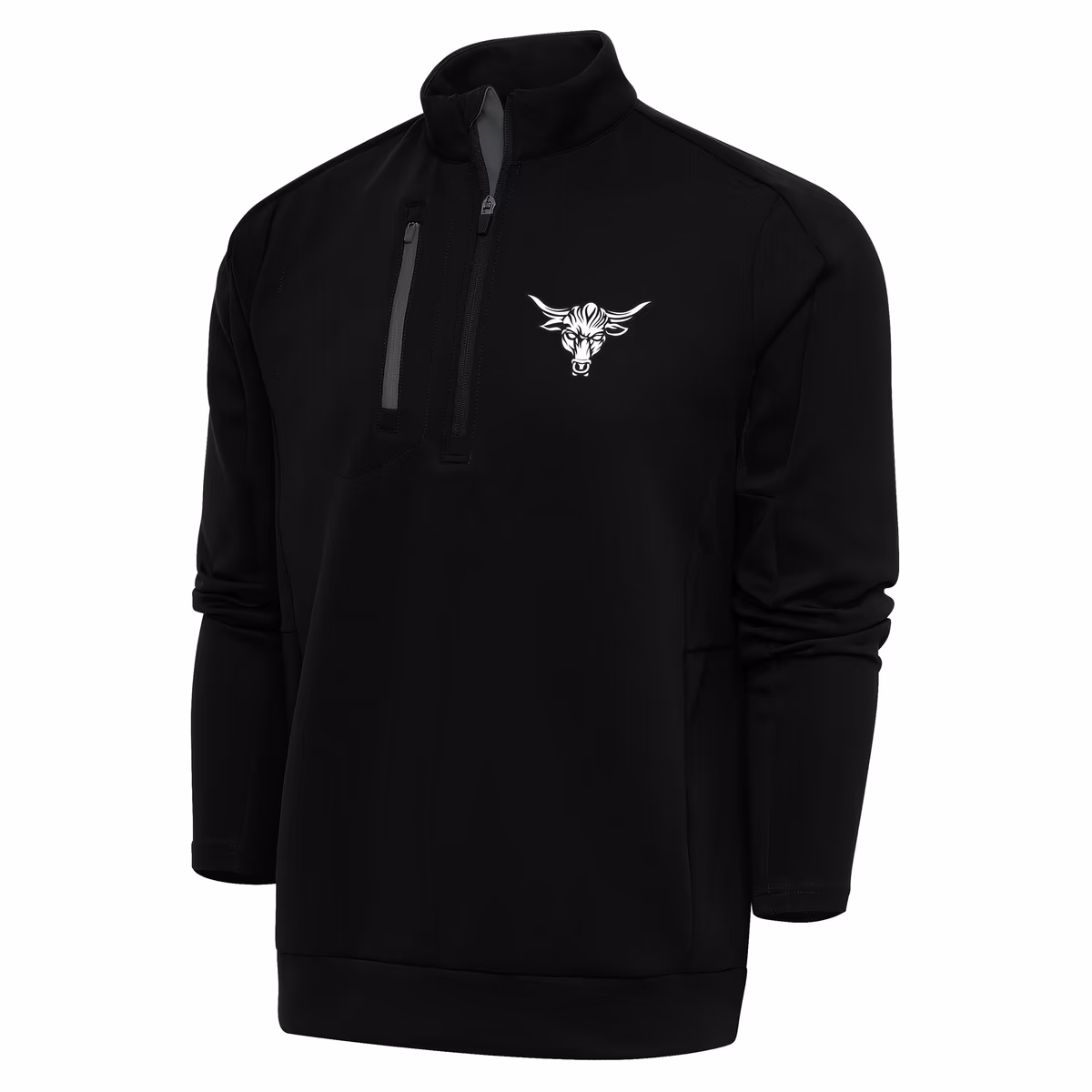 Men's Antigua Black/Gray The Rock Generation Quarter-Zip Pullover Top