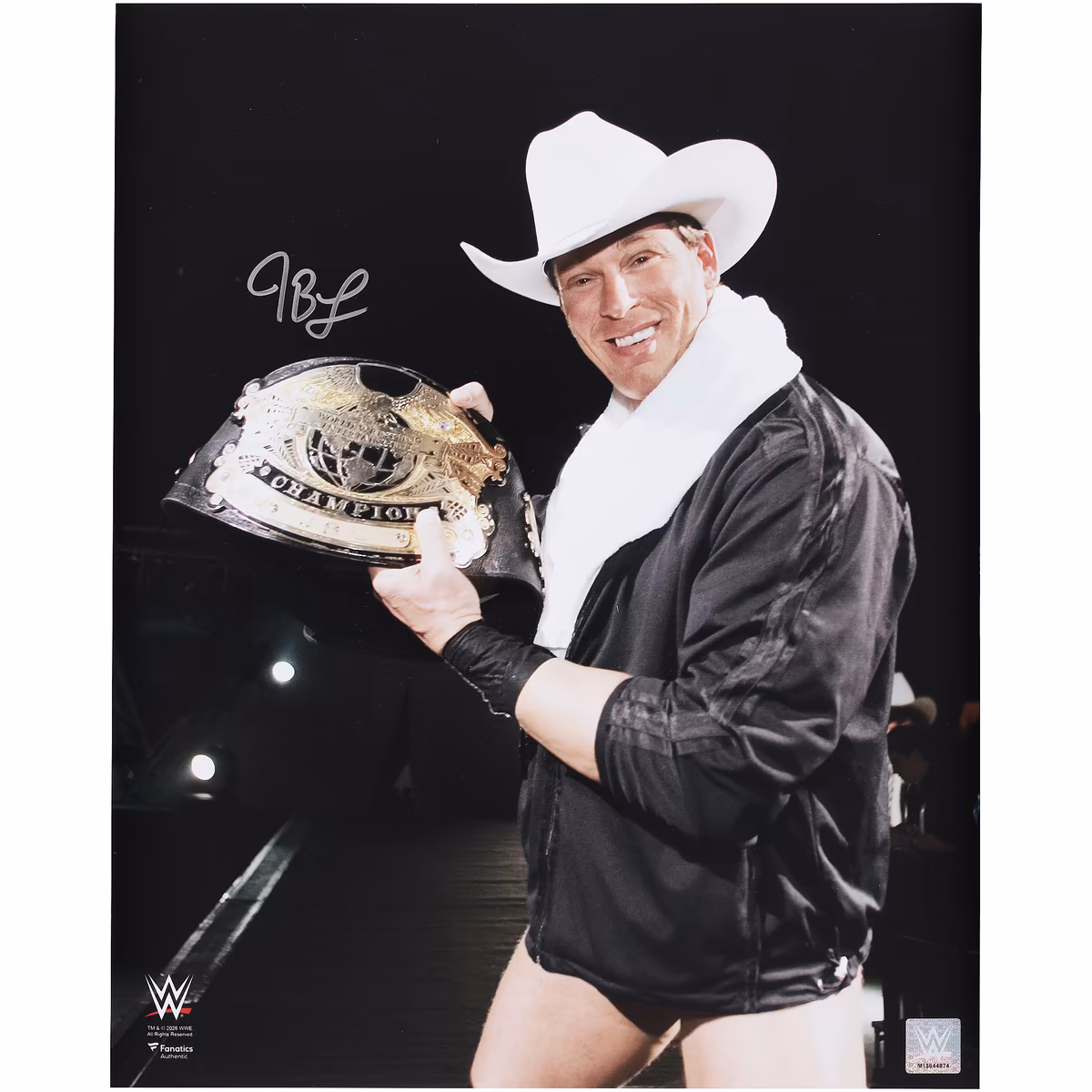 John Layfield WWE Autographed 16" x 20" with Title Belt Photograph