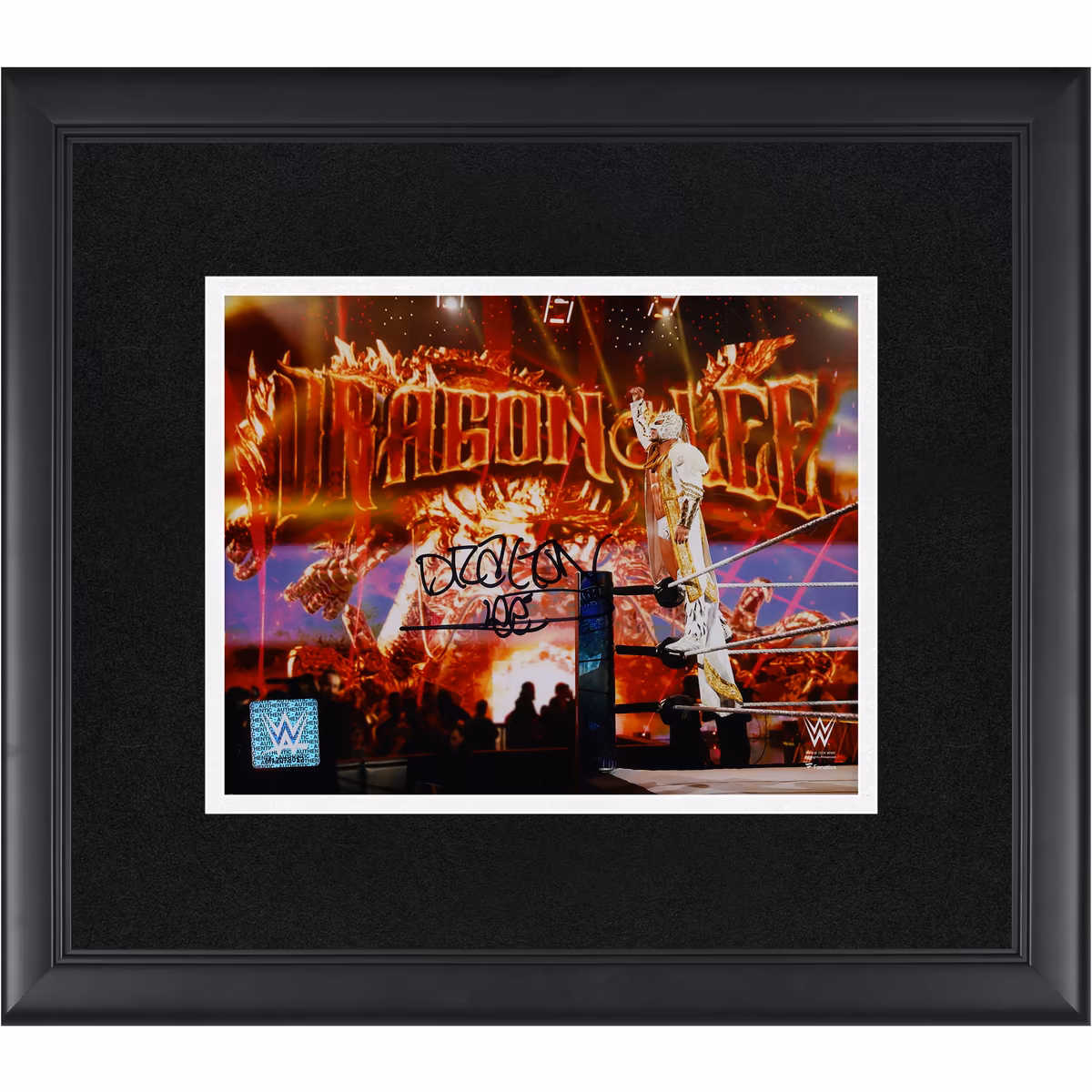 Dragon Lee WWE Autographed Framed 8" x 10" Entrance Photograph