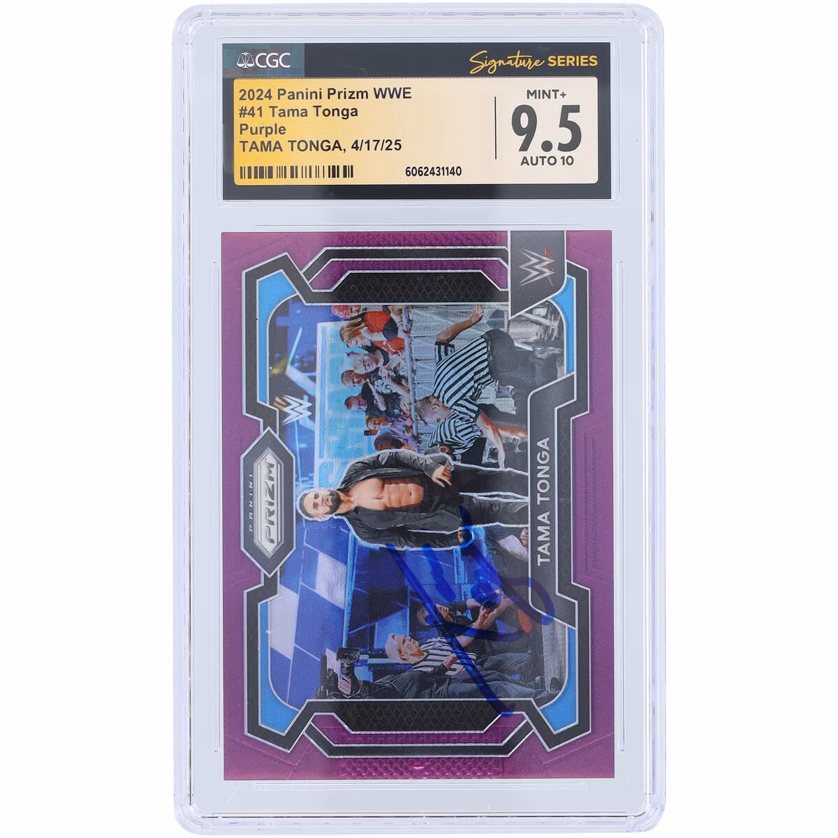 Tama Tonga WWE Autographed 2024 Panini Prizm Purple Prizm #41 #/149 CGC Fanatics Witnessed Authenticated 9.5/10 Card