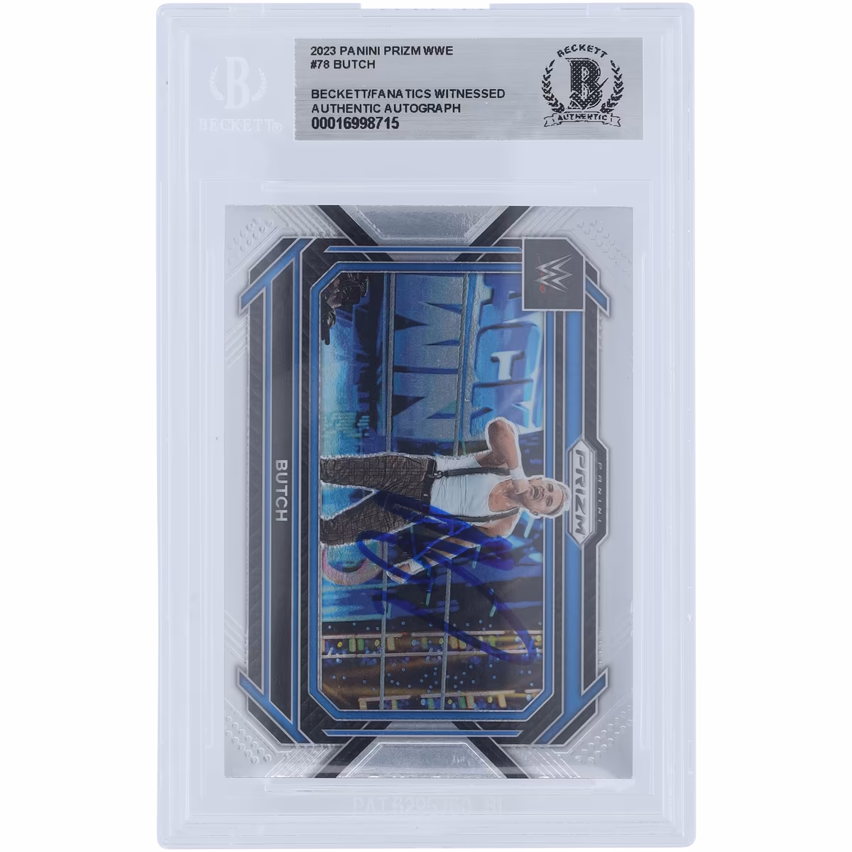 Butch WWE Autographed 2023 Panini Prizm #78 Beckett Fanatics Witnessed Authenticated Card 2 Butch WWE Autographed 2023 Panini Prizm #78 Beckett Fanatics Witnessed Authenticated Card