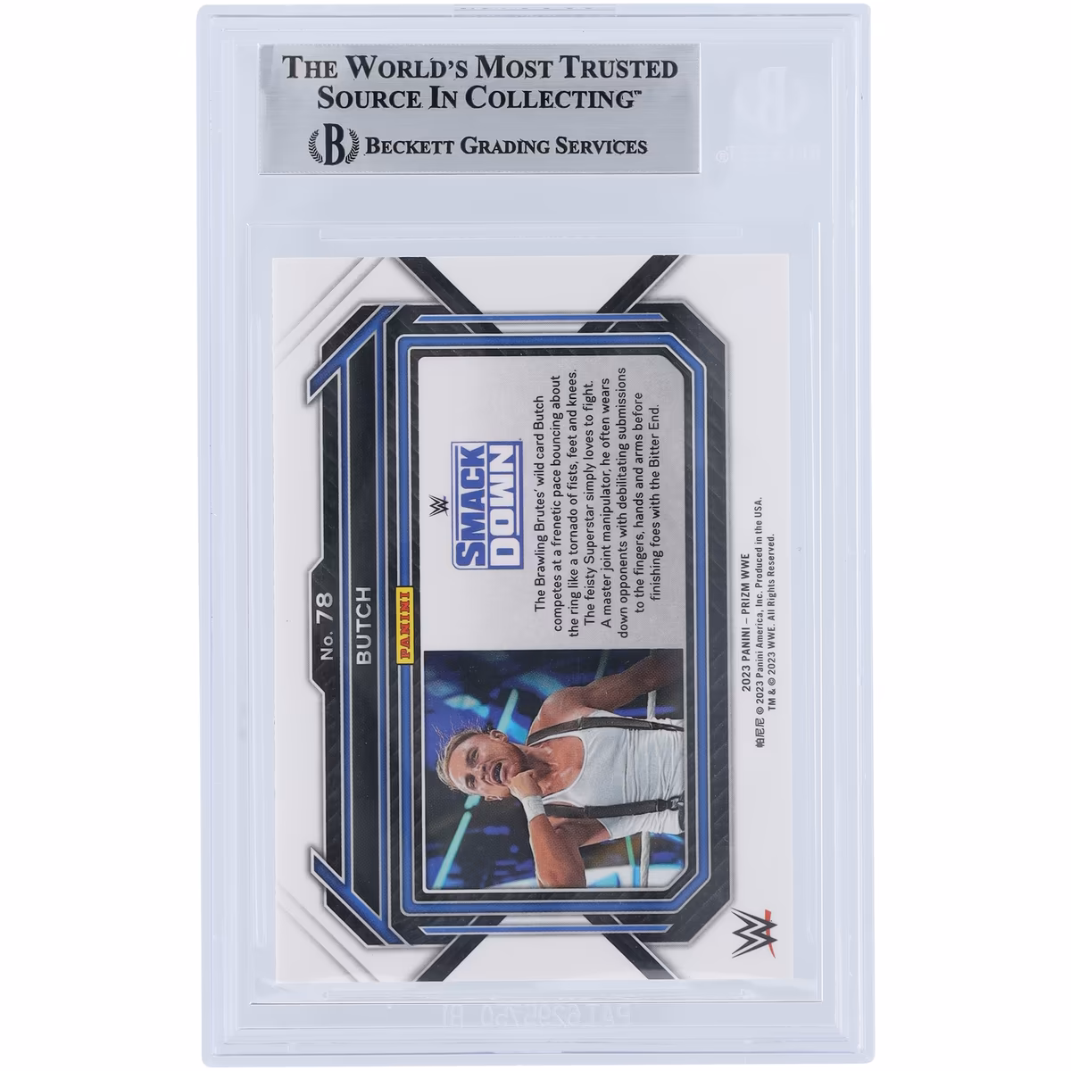 Butch WWE Autographed 2023 Panini Prizm #78 Beckett Fanatics Witnessed Authenticated Card 3 Butch WWE Autographed 2023 Panini Prizm #78 Beckett Fanatics Witnessed Authenticated Card