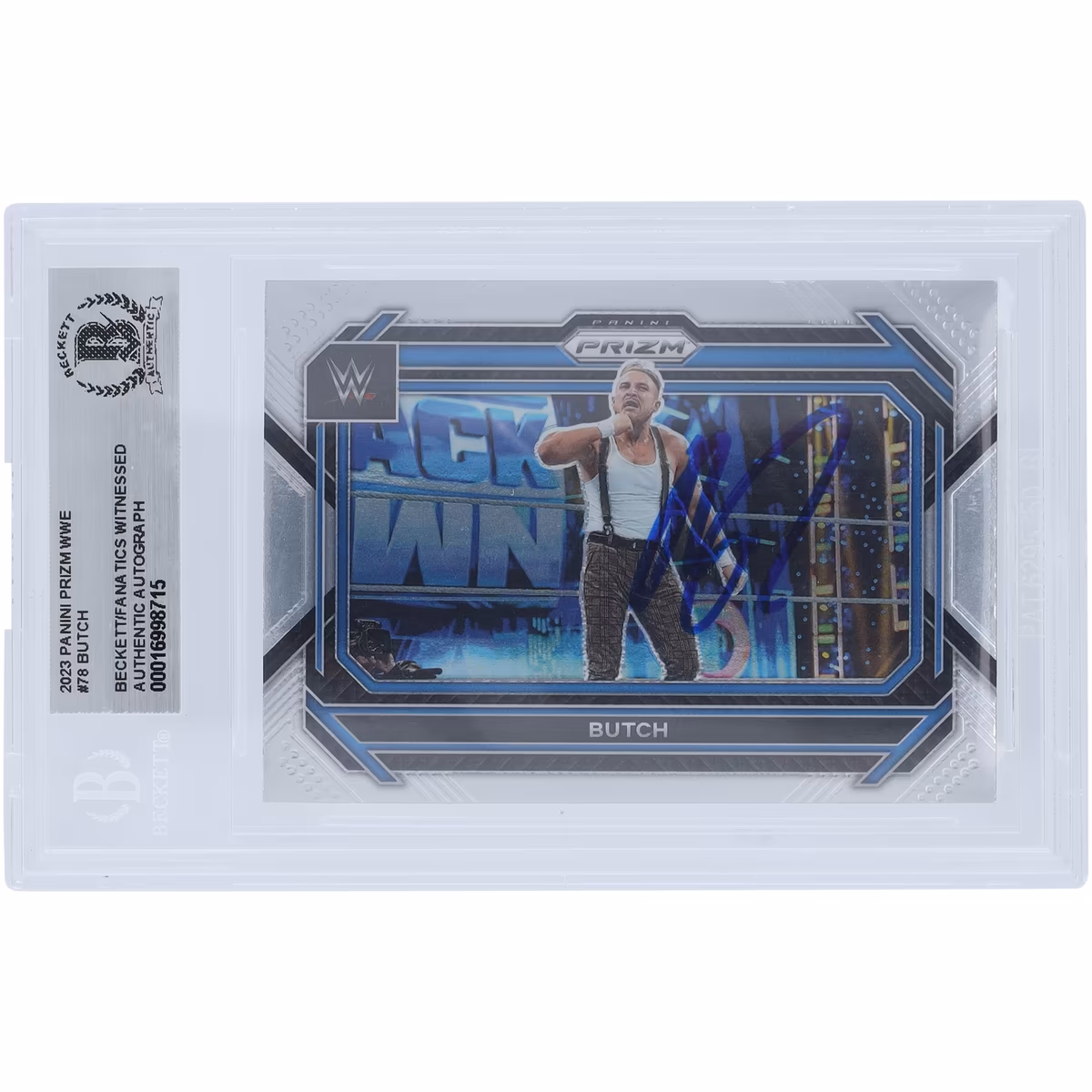 Butch WWE Autographed 2023 Panini Prizm #78 Beckett Fanatics Witnessed Authenticated Card 4 Butch WWE Autographed 2023 Panini Prizm #78 Beckett Fanatics Witnessed Authenticated Card