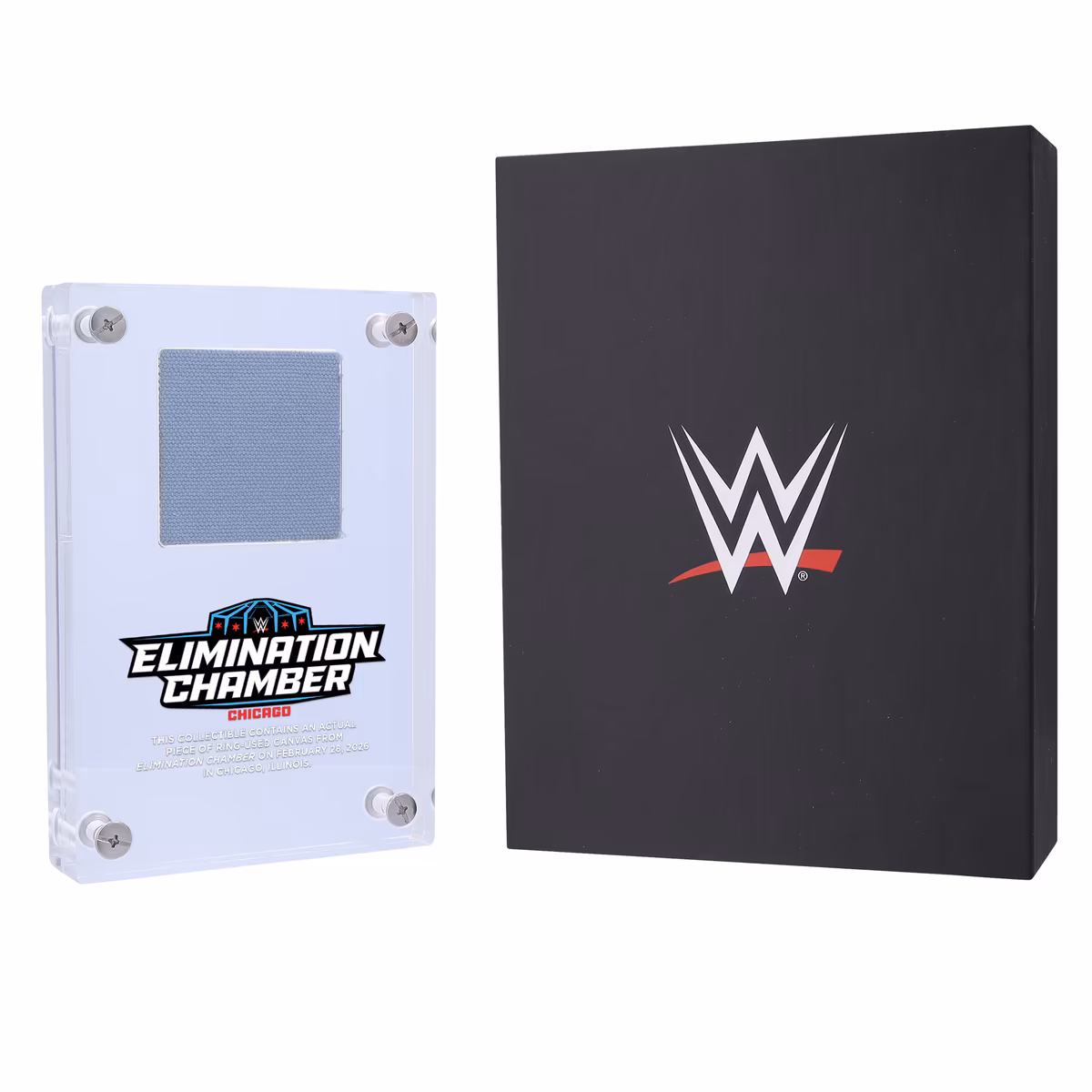2026 WWE Elimination Chamber Acrylic Display Case with Match-Used Canvas 6 2026 WWE Elimination Chamber Acrylic Display Case with Match-Used Canvas