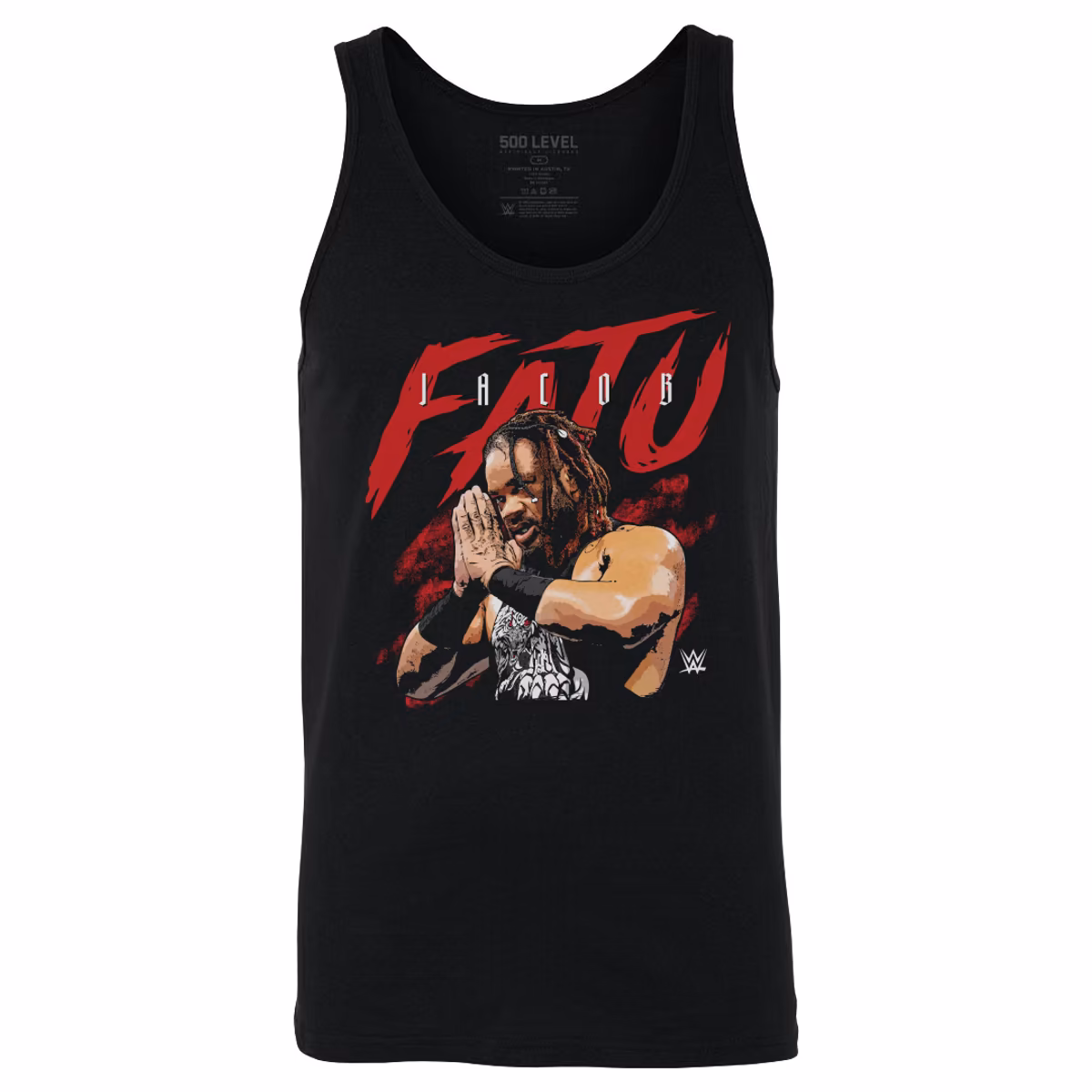Men's 500 Level Black Jacob Fatu Name Grunge Tank Top