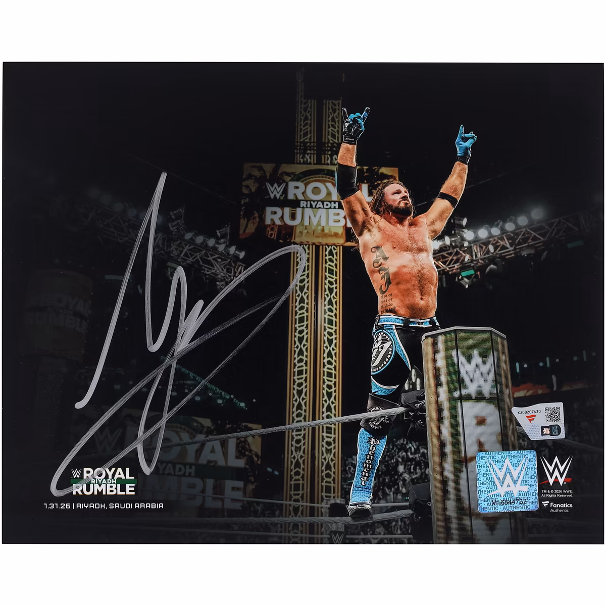 AJ Styles WWE Autographed 8" x 10" Final Match Celebration Photograph 1 AJ Styles WWE Autographed 8" x 10" Final Match Celebration Photograph