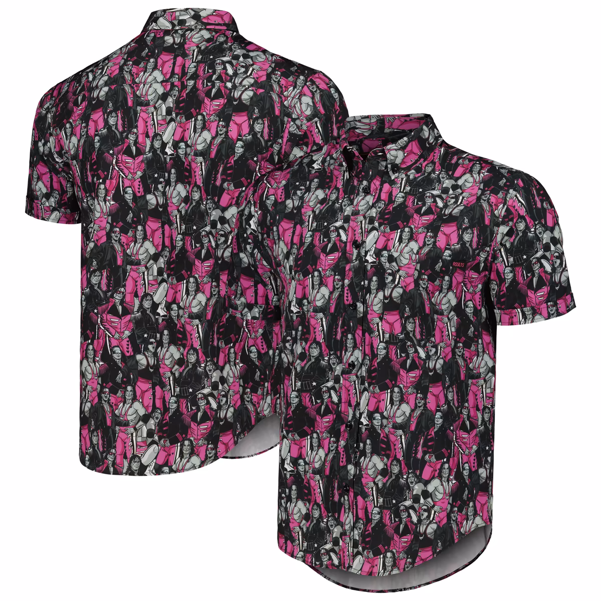 Men's RSVLTS Pink Bret Hart All Hart KUNUFLEX Button-Down Short Sleeve Shirt 1 Men's RSVLTS Pink Bret Hart All Hart KUNUFLEX Button-Down Short Sleeve Shirt