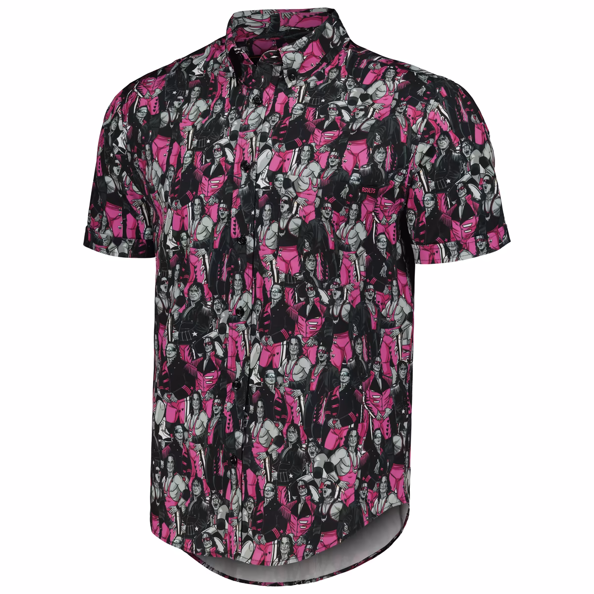 Men's RSVLTS Pink Bret Hart All Hart KUNUFLEX Button-Down Short Sleeve Shirt 3 Men's RSVLTS Pink Bret Hart All Hart KUNUFLEX Button-Down Short Sleeve Shirt
