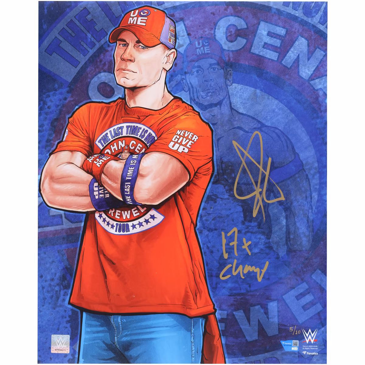 John Cena WWE Autographed 16" x 20" Art Print with "17x Champ" Inscription - Art by Doug Hills - Limited Edition of 10 1 John Cena WWE Autographed 16" x 20" Art Print with "17x Champ" Inscription - Art by Doug Hills - Limited Edition of 10
