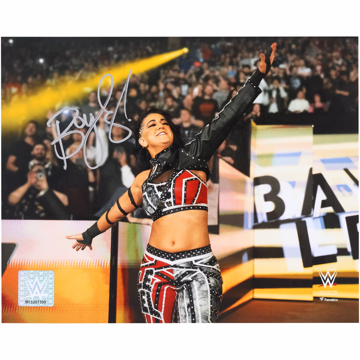 Bayley WWE Autographed 8" x 10" Entrance Arms Out Photograph 6 Bayley WWE Autographed 8" x 10" Entrance Arms Out Photograph