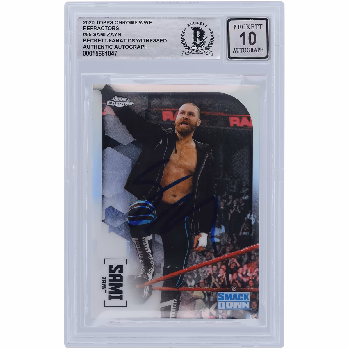 Sami Zayn WWE Autographed 2020 Topps Chrome Refractors #55 Beckett Fanatics Witnessed Authenticated 10 Card